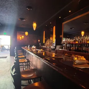 a row of bar stools