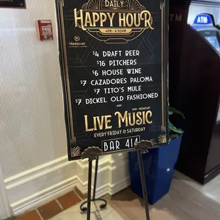 Happy hour menu.