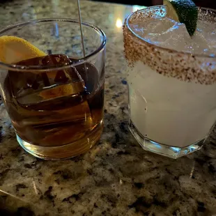 Bar drinks. Old Fashion and Paloma.