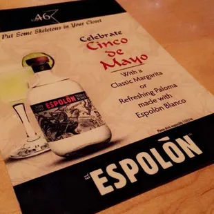 the menu for the restaurant