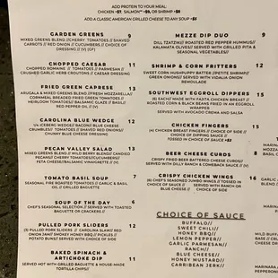 Menu (restaurant is inside Hilton Garden Inn)