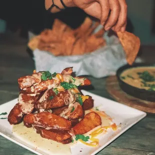 Texas Cheese Fries and Chips + Queso