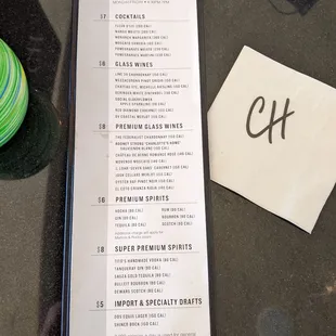 Happy hour menu (drinks) 2/1/22