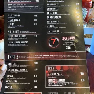 Menu - Burgers, Subs, and Sandwiches