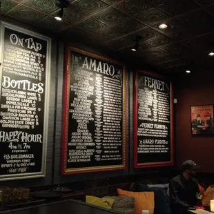 Drinks menu