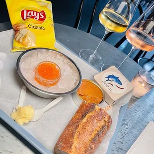 Fancy Caviar Service, Tuna Pate, Rosé, Reisling @eating704