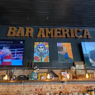 a brick bar with a brick wall