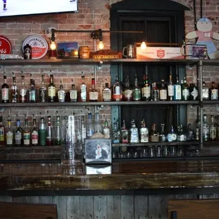 Our spot at the bar watching the World Cup game on the TV in top left corner.