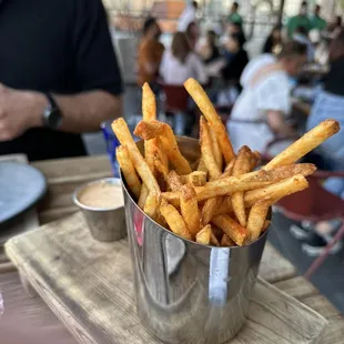 a bucket of french fries