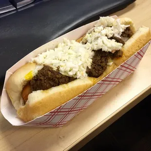 Carolina style hot dog from BBQ King on Wilkinson