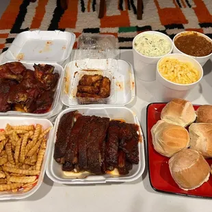 2 Family Pack One with BBQ Ribs and One with BBQ Chicken