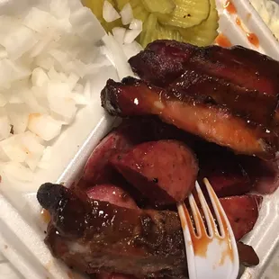 Ribs and sausage plate