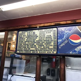 ows the menu for the restaurant