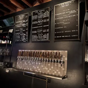 a variety of beer taps
