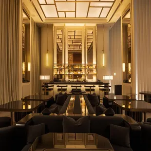 the interior of a modern hotel