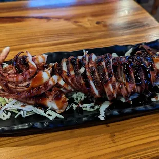 Whole grilled squid