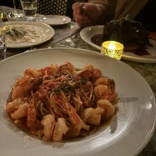 Shrimp Spaghetti Diavlo, if you like seafood + a little spice this is your dish!