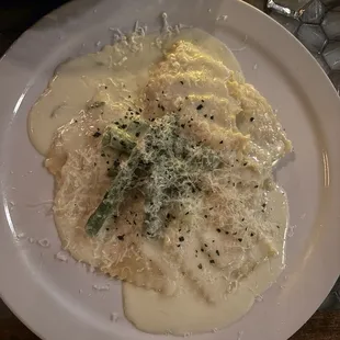 Pear Alfredo Ravioli. BEST MENU ITEM!!
