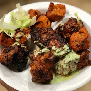 The chicken platter: chicken tikka and chicken Malai boti