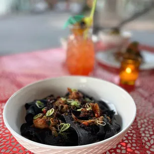 Squid Ink Pulled Noodles