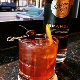 Copper &amp; Kings barrel aged brandy old fashioned. ON TAP