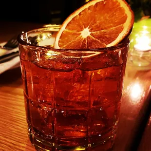 Negroni. Spanish Mahon gin, campari, and house made sweet vermouth