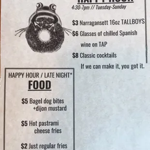 Happy hour includes the weekends