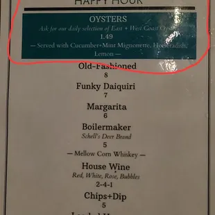 Happy Hour Menu