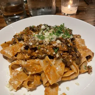 sonoran pasta co. pappardelle wild mushroom bolognese, parmesan reggiano  A bit too salty