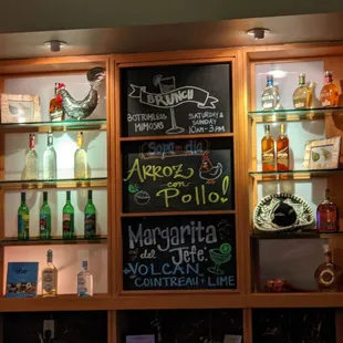 a variety of liquors on shelves
