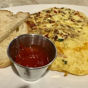 Omelet with sausage and cheese added