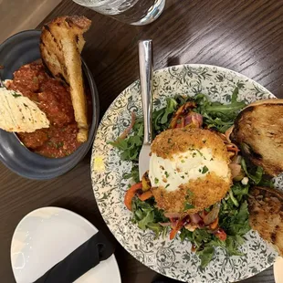 Burrata and meatballs