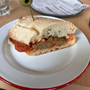 Half meatball sandwich