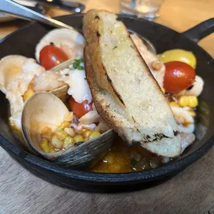 Tomato mozzarella salad and seafood dish dine out Boston week