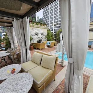 Seating area and pool