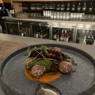Spanish Octopus-  This is that one dish that wasn&apos;t right. Components didn&apos;t all blend very well and the potatoes were to acidic