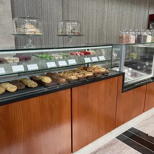 a variety of pastries on display