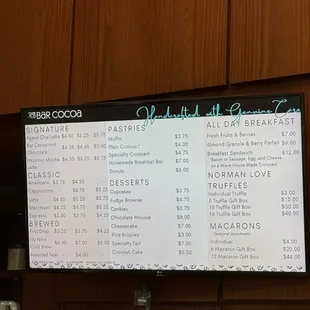 menu