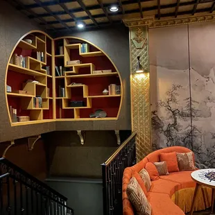 a room with a couch and a table