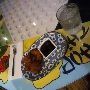 Corn Fritters with Bluberry Sauce