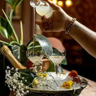champagne being poured into a glass