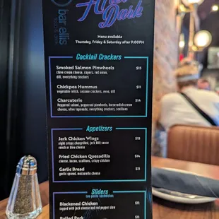 Late Night Menu (available Thur-Sat after 9pm)