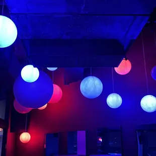 blue, red, and purple lights