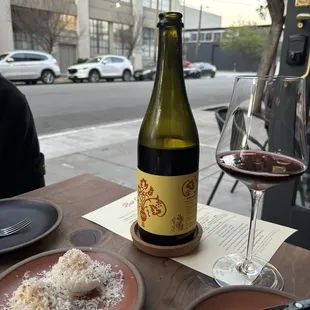 Lambrusco (I think), and deviled eggs
