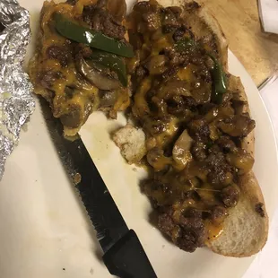 Philly cheese steak sandwich with your choice is sides. 9.00