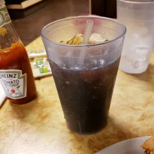 Even the soda glasses they use are huge &amp; they give you a to go cup