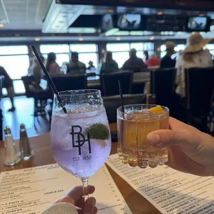 Purple gin and tonic and tequila old fashioned