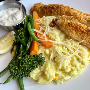 Pistachio Crusted Walleye with corn risotto-very delish