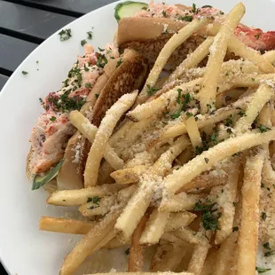 Stuffed Lobster rolls with truffle fries