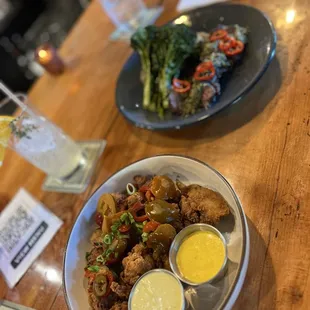 Chicken bites and the steak ... both very tasty